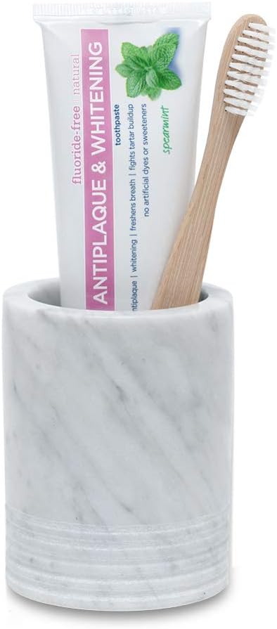 Natural Marble SPA Collection Tumbler Toothbrush Holder Makeup Brush Holder by JIMEIMarble