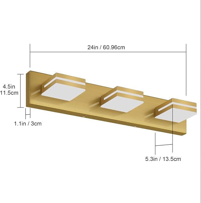 SineRise LED Modern Bathroom Vanity Light Fixtures, Brass Modern Acrylic - Image 7