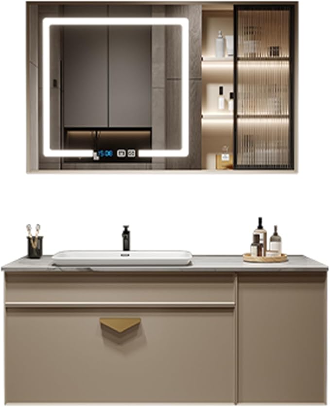 Bathroom Vanity with Sink - 52IN Floating Bathroom Vanity Include Smart LED by Genpai