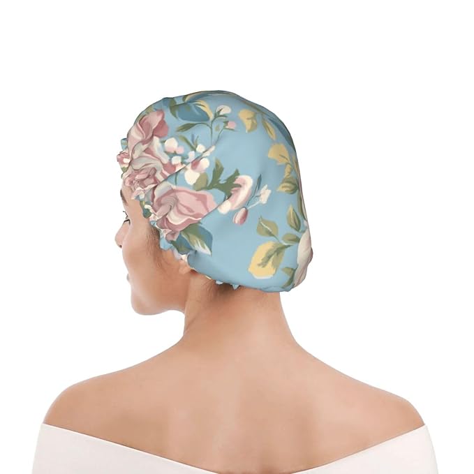 Elegant Peony Shower Cap for Women Reusable Waterproof Stylish Bath Hat Hair - Image 8