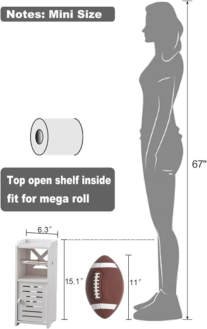 AOJEZOR Toilet Paper Holder Stand: Free Standing PVC Bathroom Cabinet - Image 2