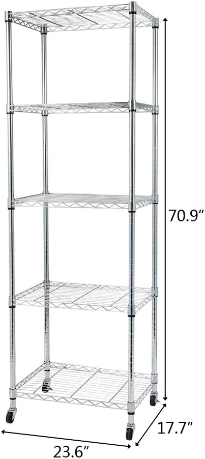 5 Tier Storage Racks Shelving, Heavy Steel Pantry Shelves, Adjustable Wire - Image 2