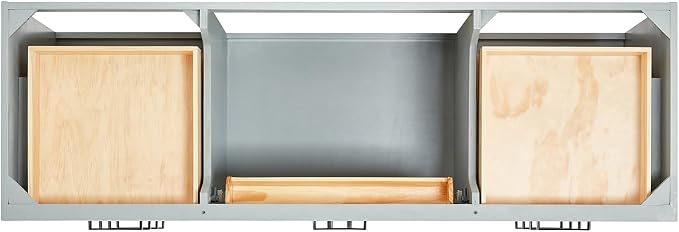 ARIEL 67" Grey Bathroom Vanity, 1.5" Edge Italian Carrara Marble Countertop & - Image 7