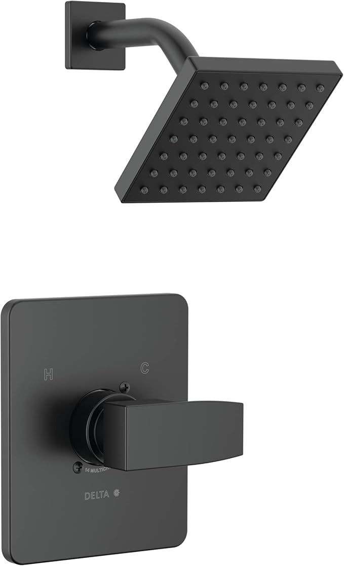 Delta Modern 14 Series Shower Faucet Set, Matte Black Shower Head and Handle Set by DeltaFaucet