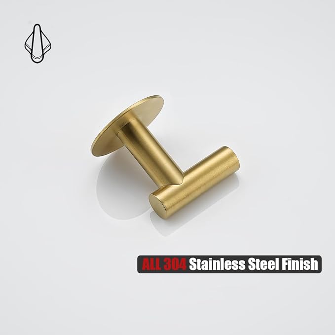 JQK Self Adhesive Towel Hook Gold, No Drill Stick on Coat Robe Clothes Wall Hook - Image 8