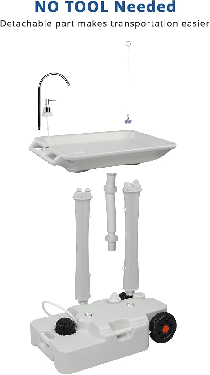 VINGLI 30L Upgraded Portable Sink| Rolling Hand Wash Basin Stand - Image 6