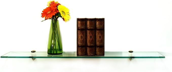 Spancraft Glass P-8x24-Brass Peacock Glass Shelf by Spancraft