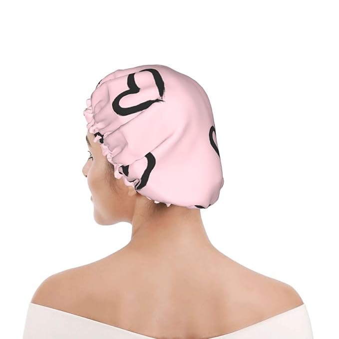 Eyelash and Heart Shower Cap for Women Reusable Waterproof Stylish Bath Hat - Image 8