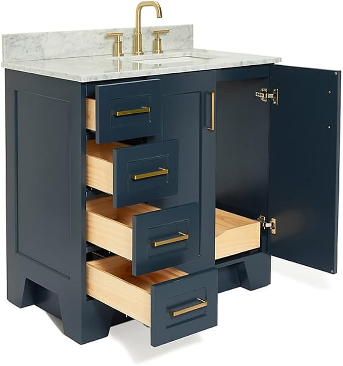 ARIEL Taylor 37 Inch Midnight Blue Bathroom Vanity - Image 3