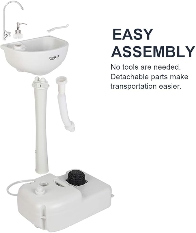 VINGLI Upgraded Portable Sink| Rolling Hand Wash Basin Stand - Image 5