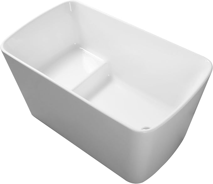49" Acrylic Freestanding Soaking Bathtub, Contemporary Design Tub, Chrome - Image 7