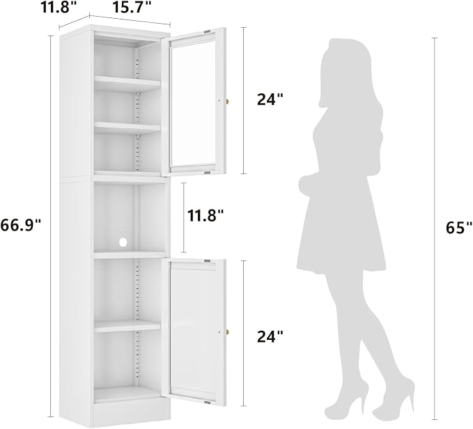 Metal Bathroom Storage Cabinet, Slim Metal Locker - Image 3
