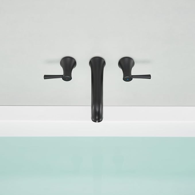 Wall Mount Tub Filler Brass Tub Faucet Black Bathroom Bathtub Faucets - Image 5