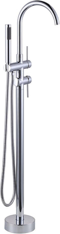 Freestanding Tub Filler Faucet Chrome: High Flow Brass Floor Mount Bathtub by ARCORA