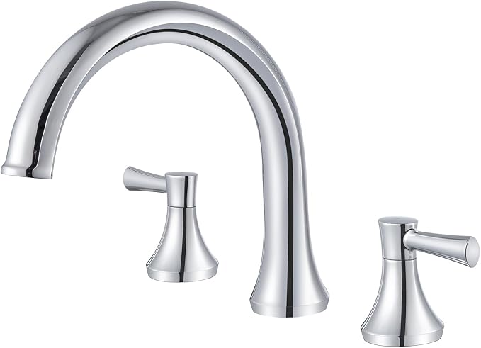Roman Tub Faucet Deck Mount Tub Filler 2 Handles Polished Chrome Bathtub Faucet by wowkksanitaryware