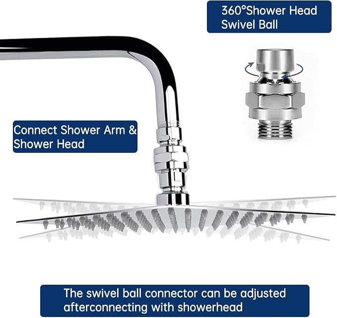 EMVANV Shower Head Swivel Ball Adapter, All Metal Adjustable Shower Arm - Image 4
