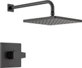 Delta Modern 14 Series Square Rain Shower Faucet Set, Matte Black Shower Head by DeltaFaucet
