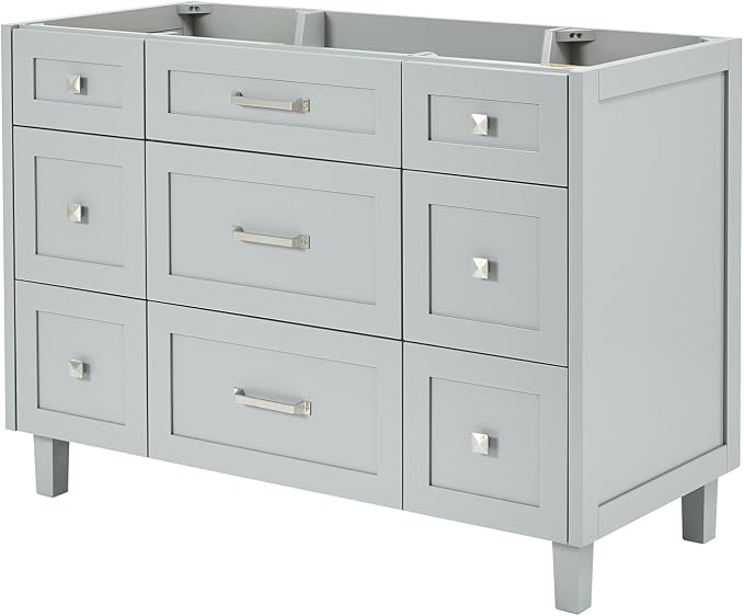 ARIEL Monroe 48 inch Bathroom Vanity Without Sink in Grey, Bathroom Base Cabinet - Image 2