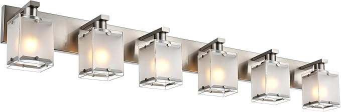 6-Lights Bathroom Vantiy Light Over Mirror, Modern Black Vanity Lighting by WINSHENLighting