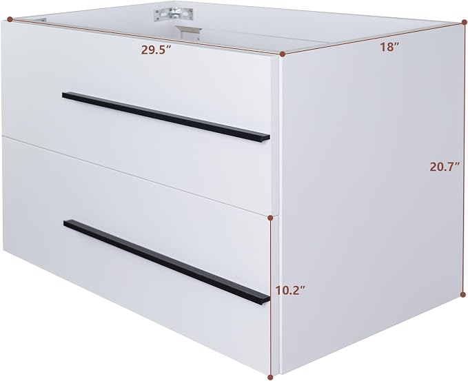 30 Inch Bathroom Vanity Sink Cabinet, Modern Wall Mounted Floating Bathroom - Image 3