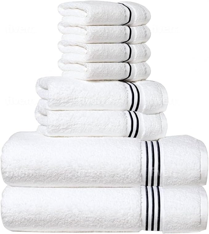 8-Piece Premium Towel Set, 2 Bath Towels, 2 Hand Towels, and 4 Wash Cloths by SIMPLI-MAGIC