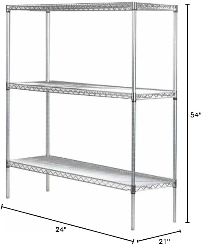 Omega 21" Deep x 24" Wide x 54" High 3 Tier Chrome Starter Shelving Unit - Image 2