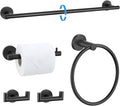 TNOMS 5 Pieces Towel Bar Set Matte Black Bathroom Hardware Accessories Set by TNOMS