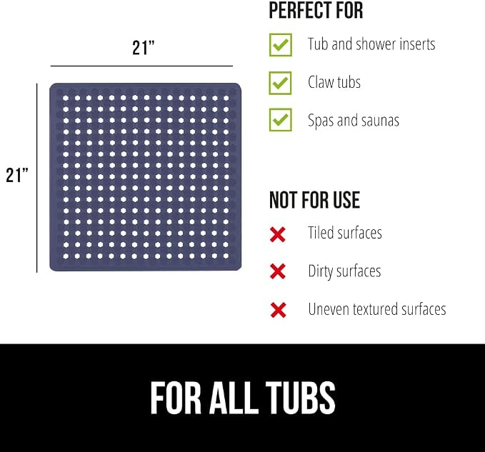 GORILLA GRIP Patented Square Shower Stall Mat, Small Bathtub Floor Mats - Image 6