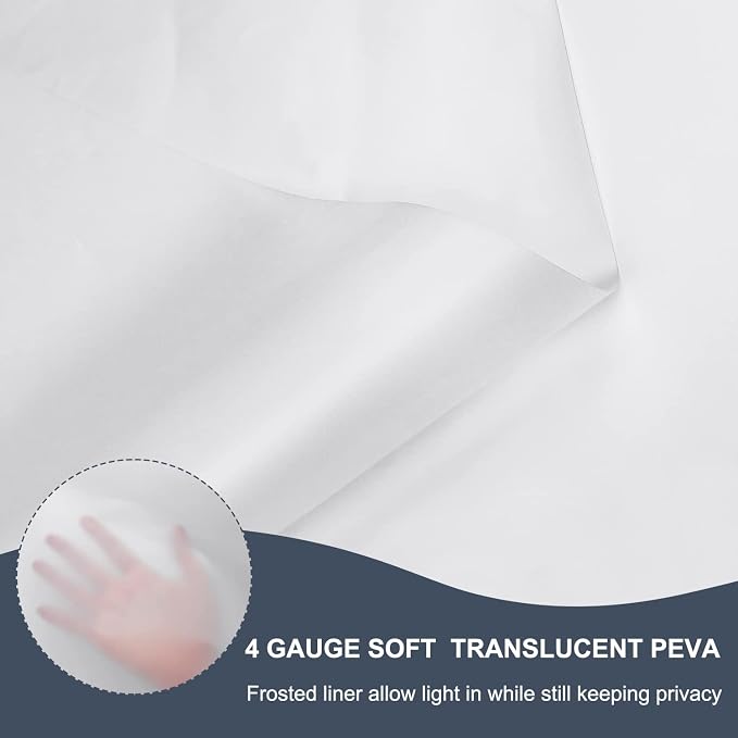 EurCross Frosted PEVA Plastic Shower Curtain Liner 74 inch Long Length - Image 6