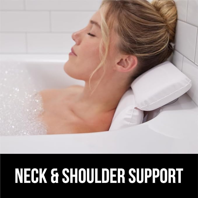 GORILLA GRIP Bath Pillow for Tub, Headrest for Neck and Back Support, Luxury - Image 8