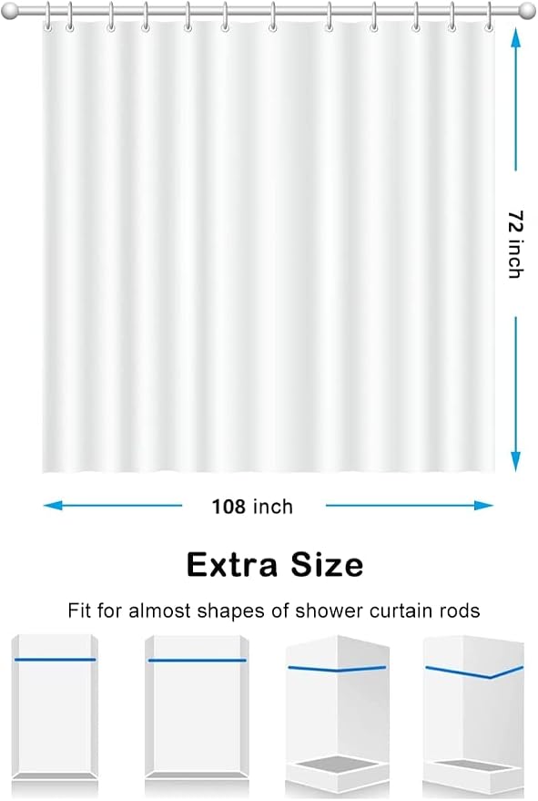 Linen Ivory Shower Curtain Cream, Linen Textured Heavy Duty 230GSM Fabric - Image 6