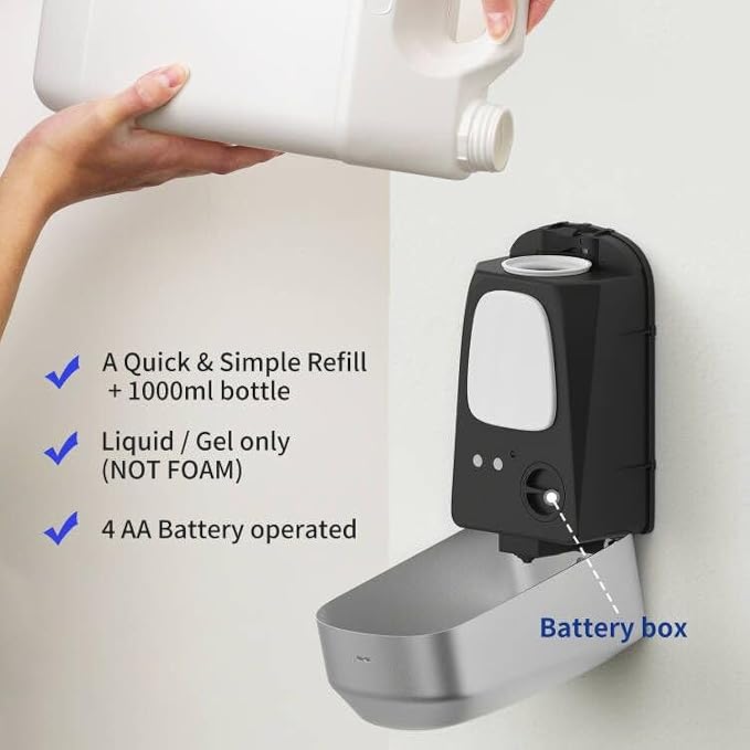 JETWELL Automatic Touch-Less Wall Mount Hand Soap Dispenser Liquid Drop Battery - Image 3