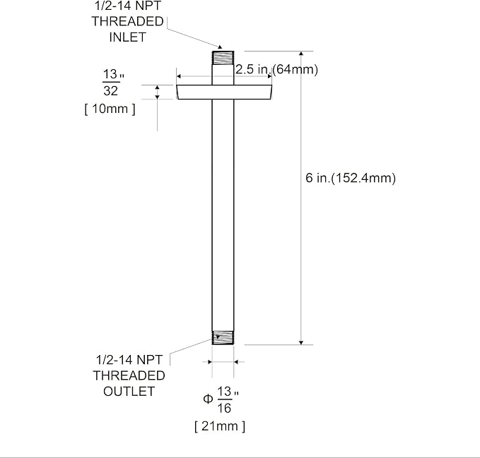 OFFO Shower Arm with Flange, Bright Gold 6 in Ceiling Mount Replacement Rain - Image 7