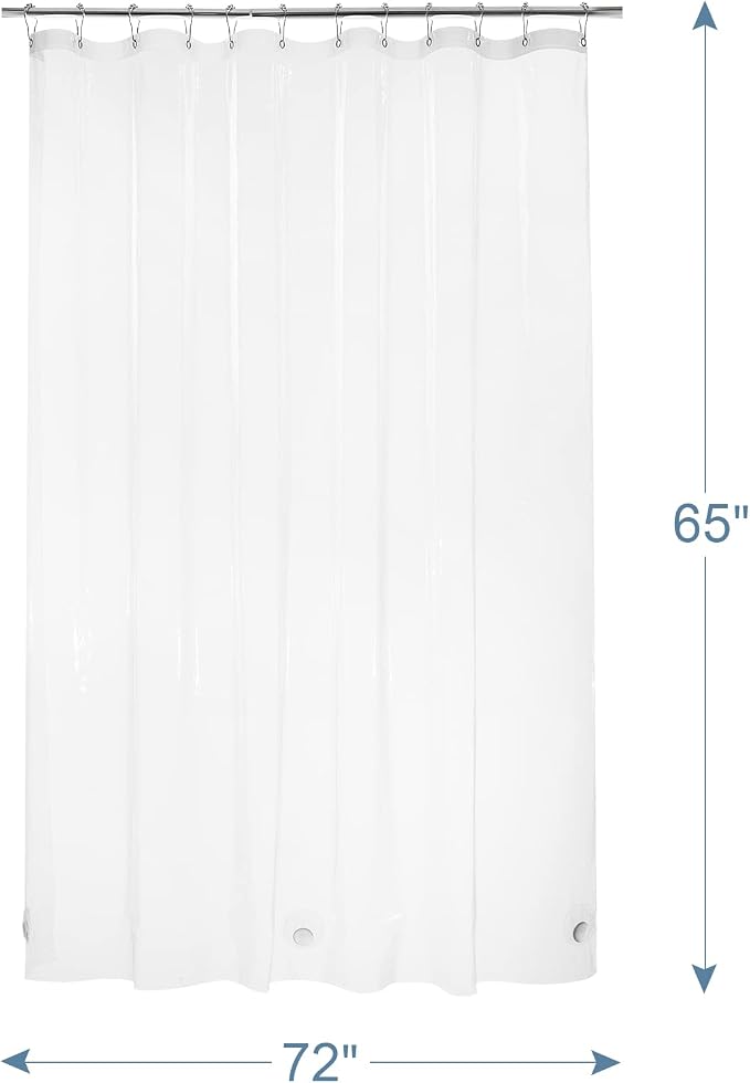 AmazerBath Heavy Duty Shower Curtain Liner 12 Gauge, 72 x 65 Inches Clear - Image 8