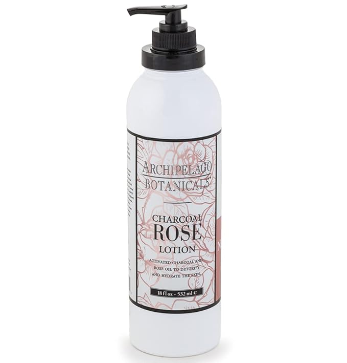 Archipelago Botanicals Charcoal Rose Lotion, Hydrating Charcoal & Rose Body by Archipelago
