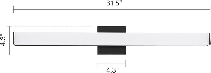 Bathroom Vanity Light Brushed Black Square LED 31.5 inch 24W 4000K Natural - Image 4