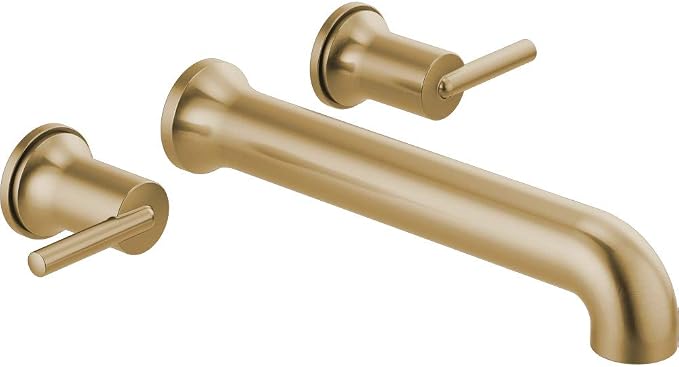 Delta Wall Mount Bathroom Faucet 3 Hole, Brushed Gold Bathroom Sink Faucet by DeltaFaucet
