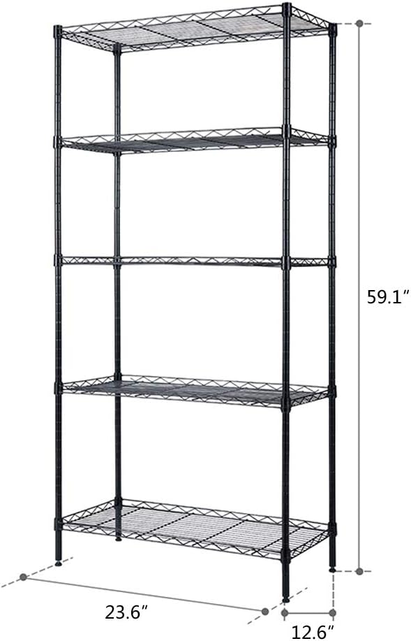 5 Tier Storage Racks Shelving, Heavy Steel Pantry Shelves, Adjustable Wire - Image 2