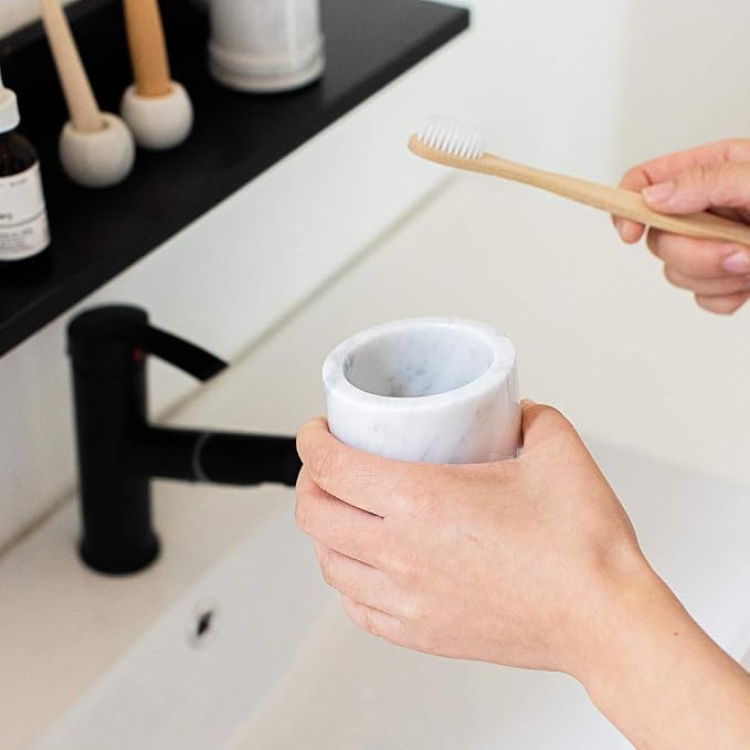 Natural Marble SPA Collection Tumbler Toothbrush Holder Makeup Brush Holder - Image 4