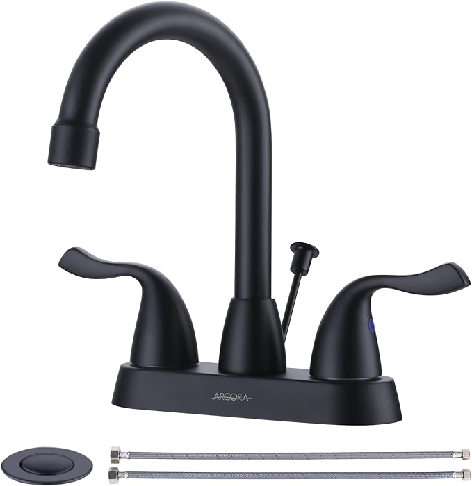 ARCORA Matte Black Bathroom Faucet, 4 Inch Centerset Bathroom Sink Faucet by ARCORA