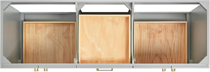 ARIEL Taylor 67" Grey Double Vanity, 1.5" Edge Pure White Quartz Countertop & - Image 9