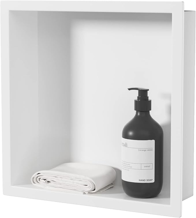 Neodrain White Shower Niche, Insert Storage Shower Shelf, Stainless Steel Wall - Image 8