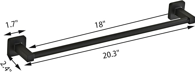 Matte Black Bathroom 18 InchTowel Bar, Bath Accessories Thicken Stainless Steel - Image 6