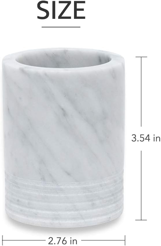 Natural Marble SPA Collection Tumbler Toothbrush Holder Makeup Brush Holder - Image 2