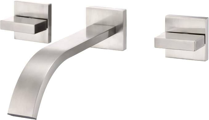 sumerain Brushed Nickel Bathroom Faucet Wall Mount Lavatory Faucet by SUMERAINFAUCETS