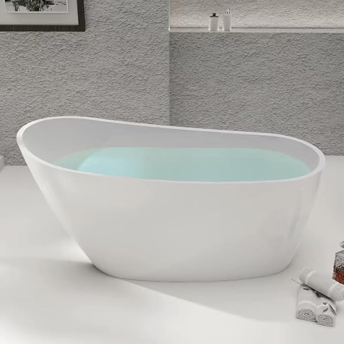 59" Free Standing Tub, Pure Acrylic Freestanding Bathtub, Stylish Stand Alone - Image 9