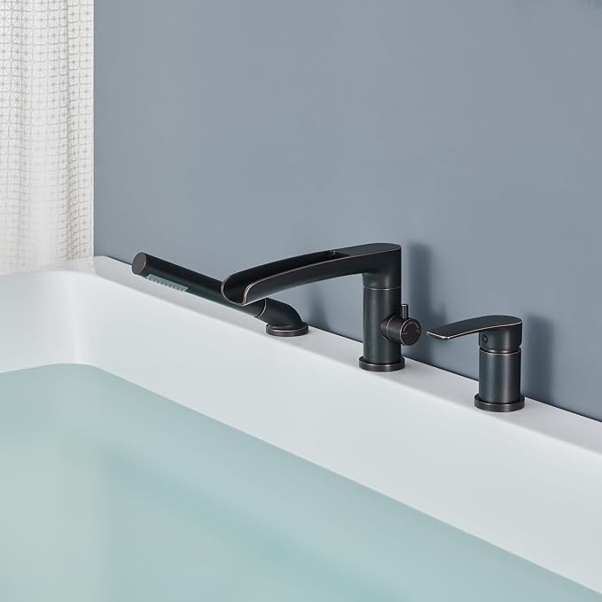 Waterfall Roman Tub Faucet Oil Rubbed Bronze Deck Mount Bathtub Faucets Brass - Image 8