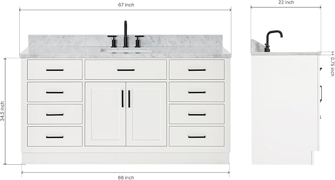 ARIEL 67" White Bathroom Vanity - Image 2