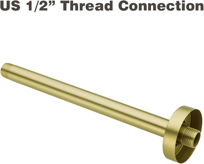 10 Inches Ceiling Mount Shower Arm and Flange, Brushed Gold - Image 6
