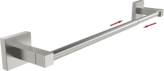 RUACQ Adjustable Towel Bar 13.8 to 24 inch, Square Base Single Towel Racks by Ruacq